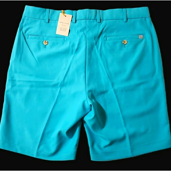 Peter Millar Crown Sport Mens 35 High Drape Blue Performance Stretch Shorts - Picture 2 of 8